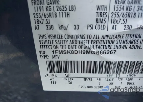 2021 Ford Explorer Xlt from USA, damaged, VIN 1FMSK8DH9MGB66267